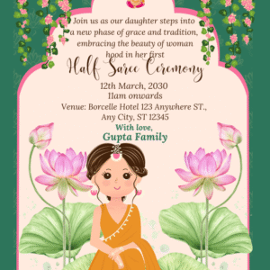 Half Saree Invitation Cards 6x4